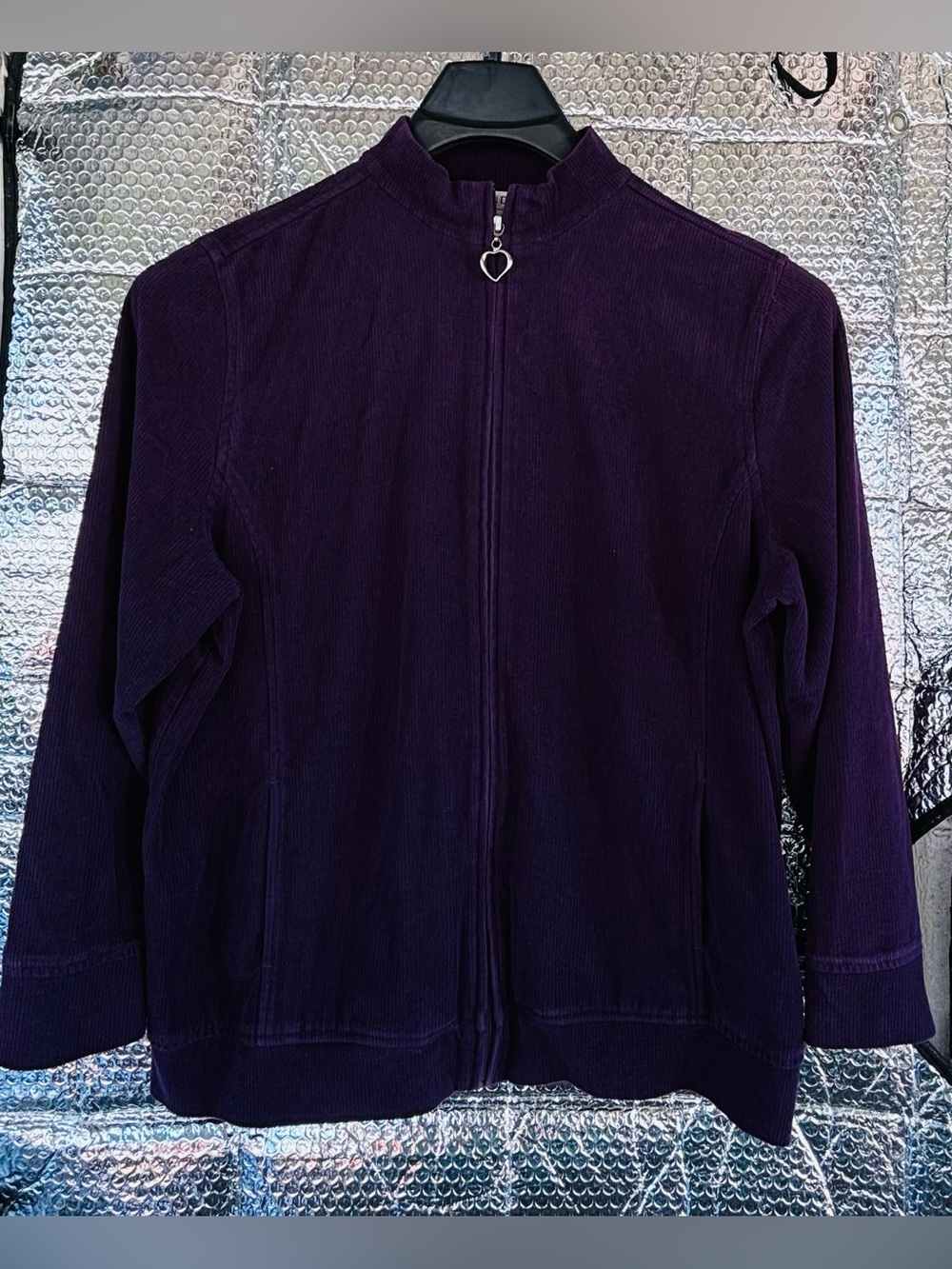 vintage Allison Daley deep purple fine-wale corduroy zip-up jacket